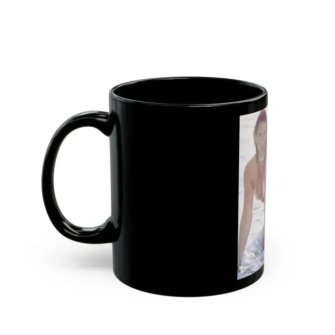 Caroline Munro #229 (Vintage Female Icon) Black Coffee Mug - Go Mug Yourself