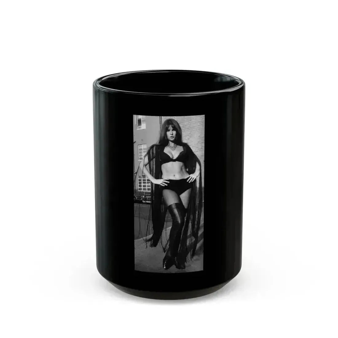 Caroline Munro #232 (Vintage Female Icon) Black Coffee Mug 15oz - Go Mug Yourself