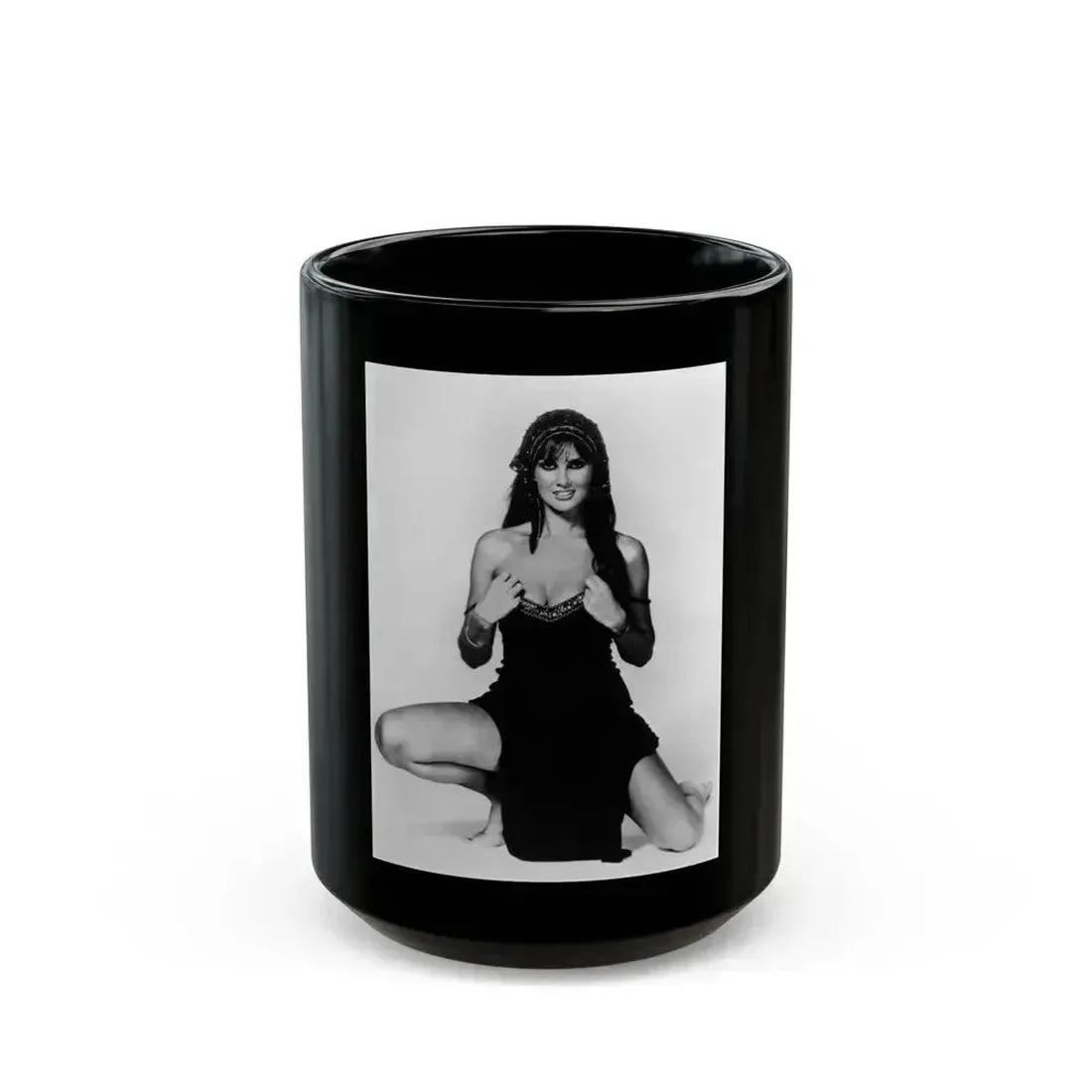 Caroline Munro #233 (Vintage Female Icon) Black Coffee Mug 15oz - Go Mug Yourself