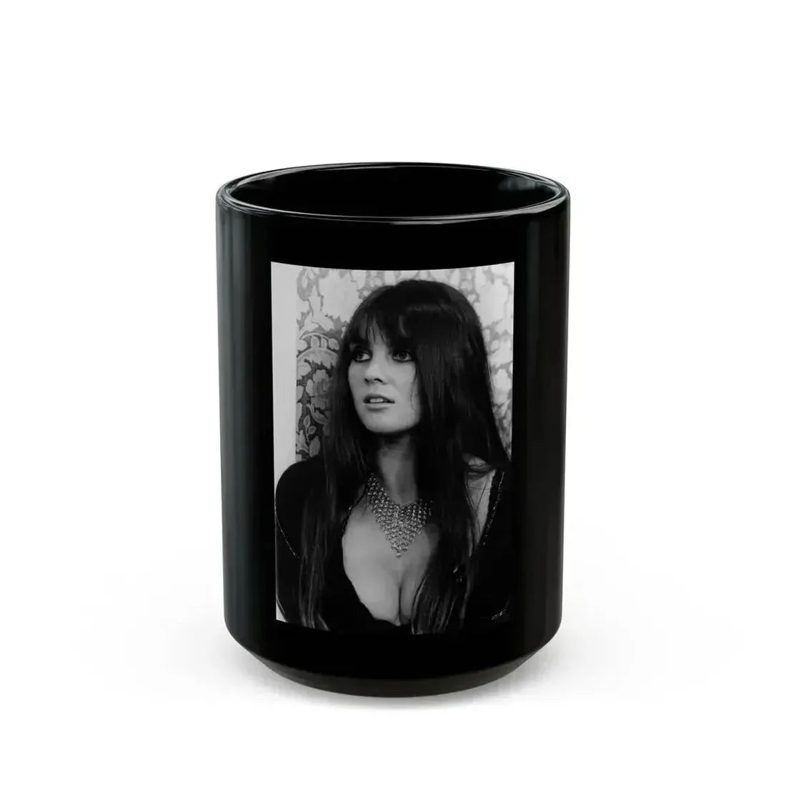 Caroline Munro #234 (Vintage Female Icon) Black Coffee Mug 15oz - Go Mug Yourself