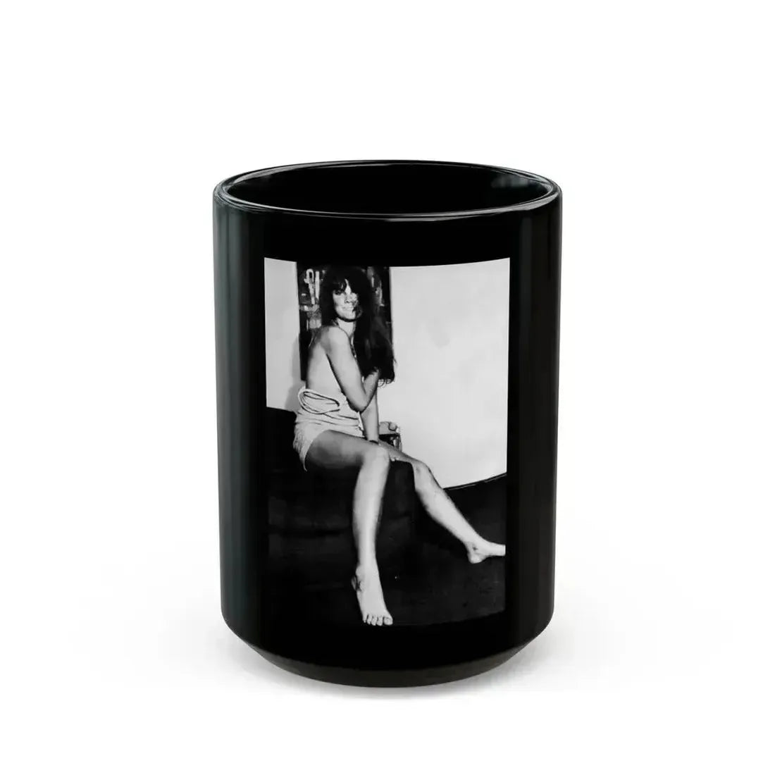 Caroline Munro #239 (Vintage Female Icon) Black Coffee Mug 15oz - Go Mug Yourself