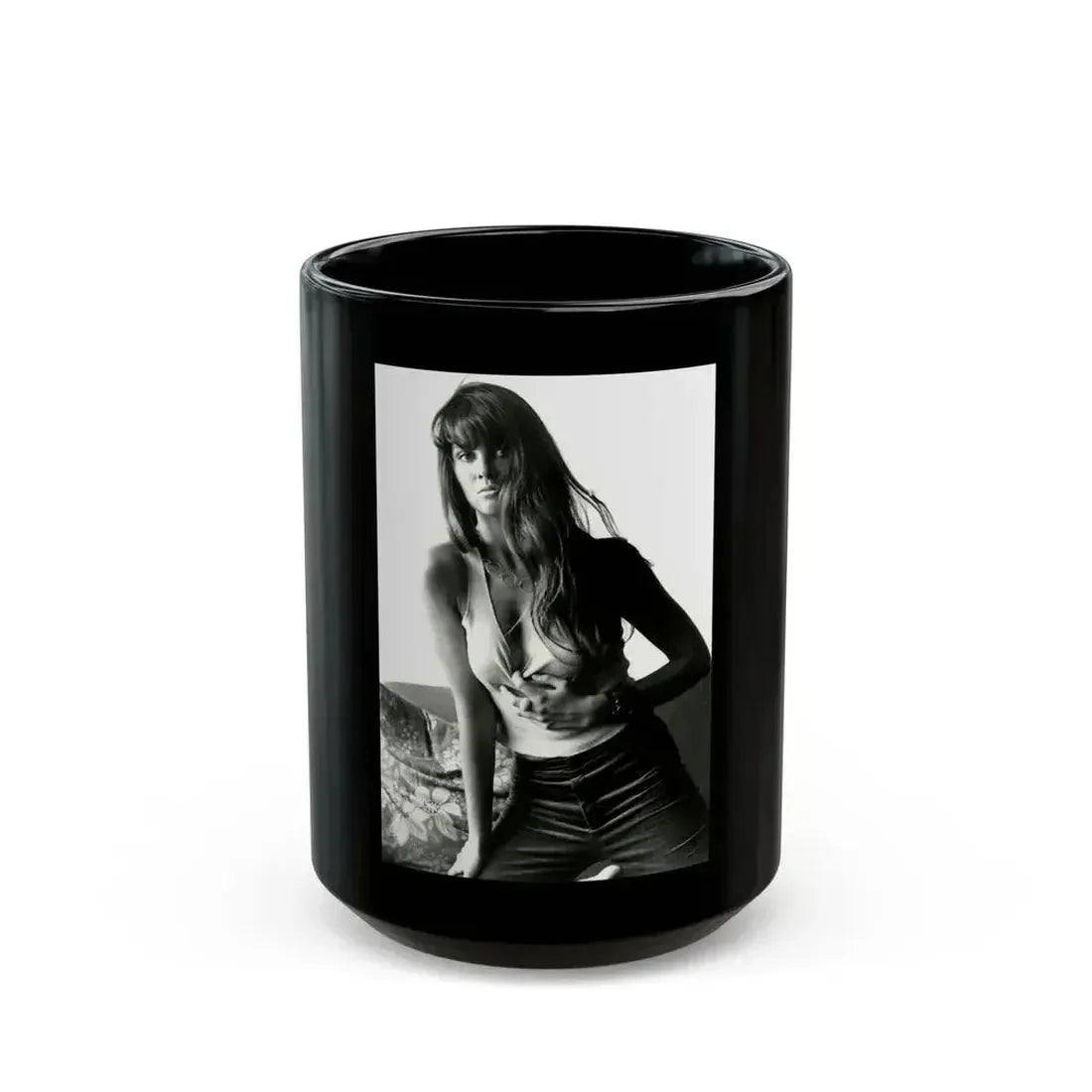Caroline Munro #240 (Vintage Female Icon) Black Coffee Mug 15oz - Go Mug Yourself