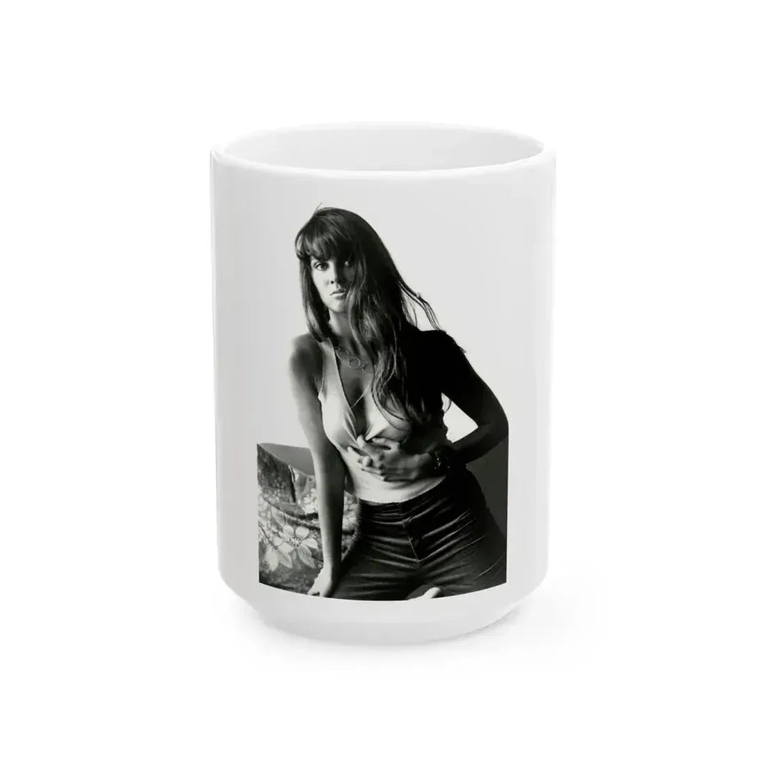 Caroline Munro #240 (Vintage Female Icon) White Coffee Mug 15oz - Go Mug Yourself