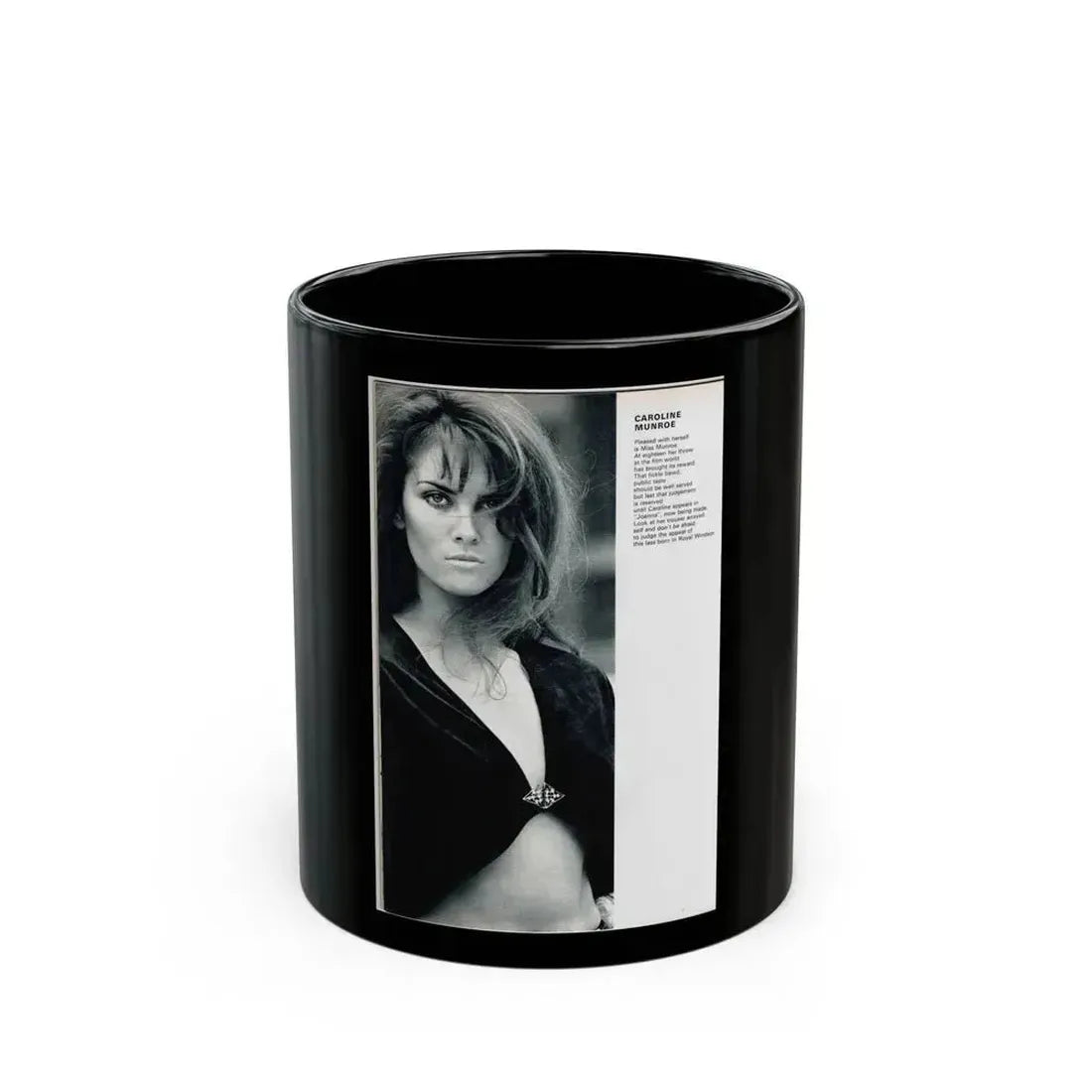 Caroline Munro #241 (Vintage Female Icon) Black Coffee Mug 11oz - Go Mug Yourself