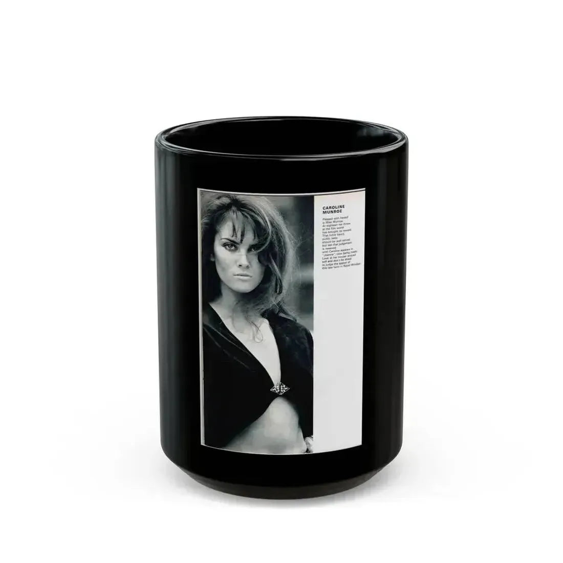 Caroline Munro #241 (Vintage Female Icon) Black Coffee Mug 15oz - Go Mug Yourself