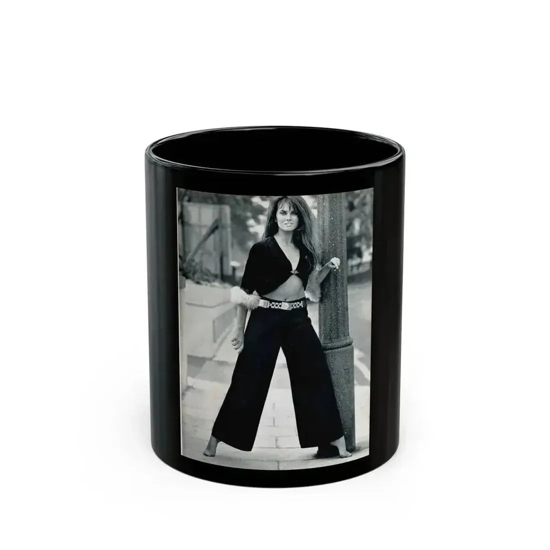 Caroline Munro #242 (Vintage Female Icon) Black Coffee Mug 11oz - Go Mug Yourself