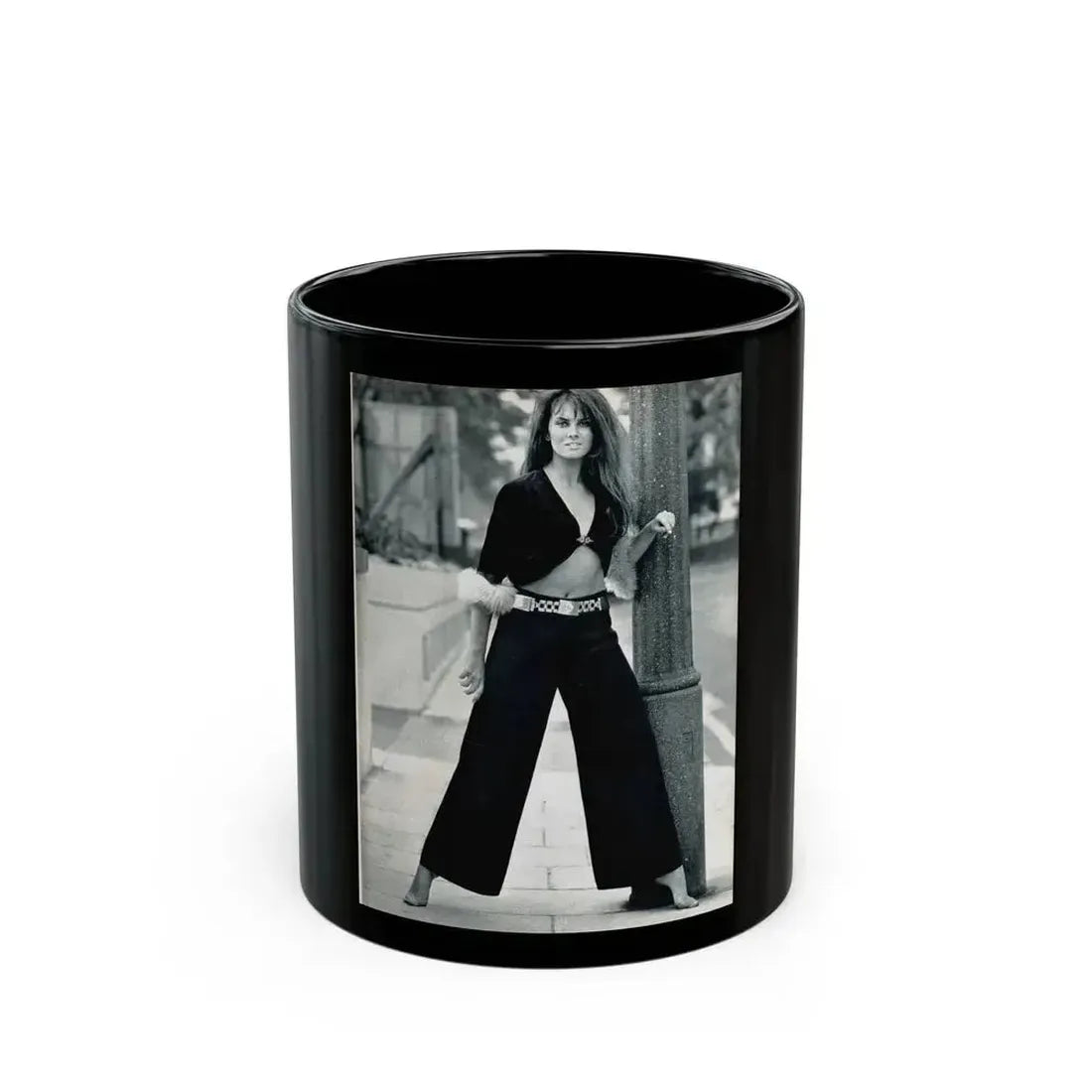 Caroline Munro #242 (Vintage Female Icon) Black Coffee Mug 11oz - Go Mug Yourself