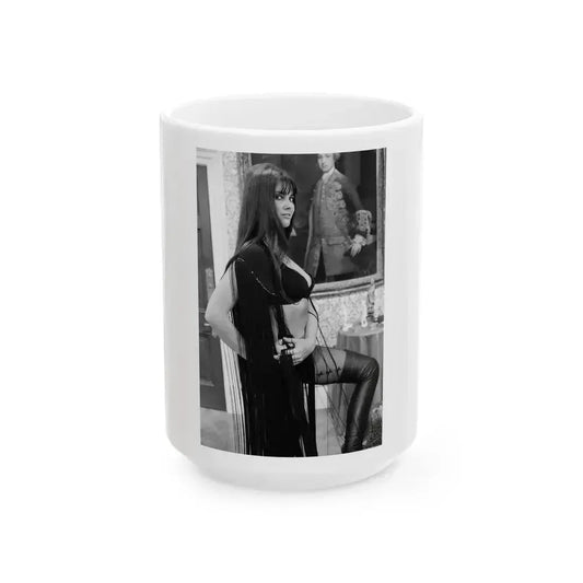 Caroline Munro #243 (Vintage Female Icon) White Coffee Mug 15oz - Go Mug Yourself