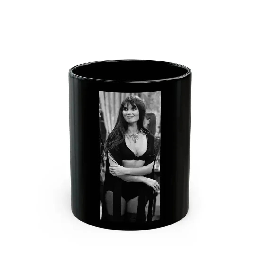 Caroline Munro #244 (Vintage Female Icon) Black Coffee Mug 11oz - Go Mug Yourself