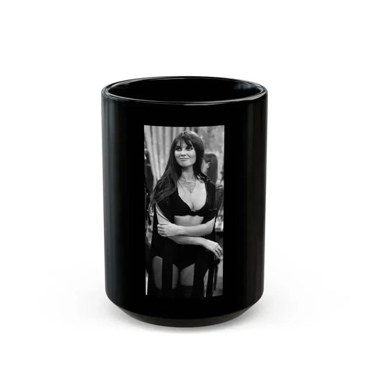 Caroline Munro #244 (Vintage Female Icon) Black Coffee Mug 15oz - Go Mug Yourself