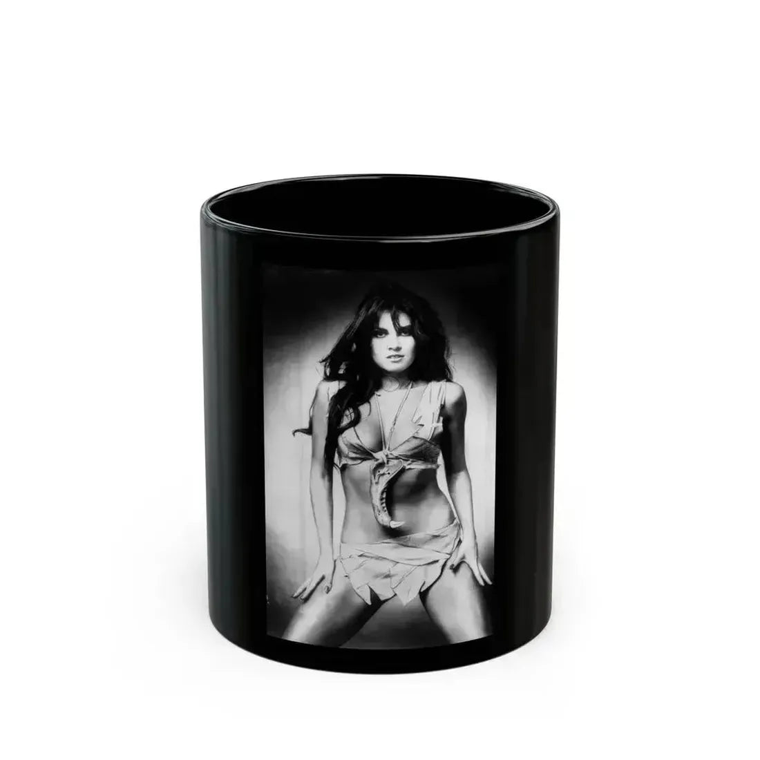 Caroline Munro #246 (Vintage Female Icon) Black Coffee Mug 11oz - Go Mug Yourself