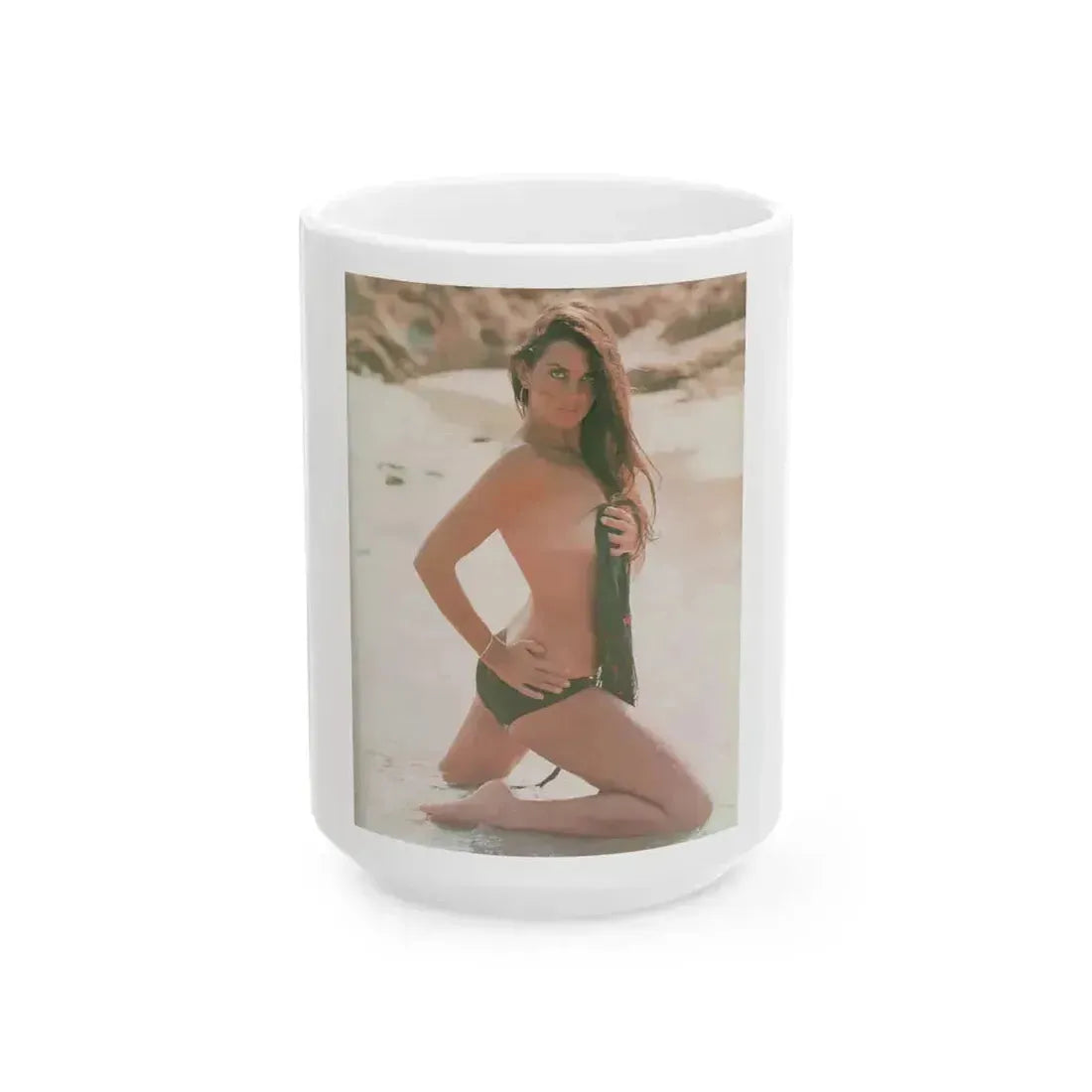 Caroline Munro #250 - Femme Fatales Fall 1992 1 (Vintage Female Icon) White Coffee Mug 15oz - Go Mug Yourself