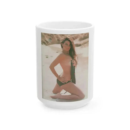 Caroline Munro #250 - Femme Fatales Fall 1992 1 (Vintage Female Icon) White Coffee Mug 15oz - Go Mug Yourself