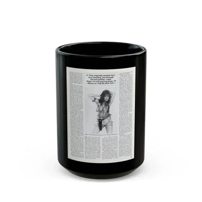 Caroline Munro #252 - Femme Fatales Fall 1992 (Vintage Female Icon) Black Coffee Mug 15oz - Go Mug Yourself