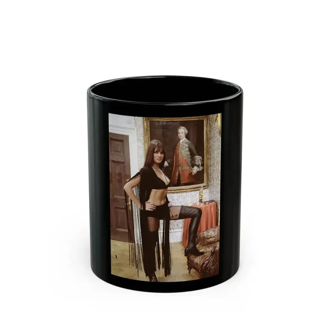 Caroline Munro #253 (Vintage Female Icon) Black Coffee Mug 11oz - Go Mug Yourself