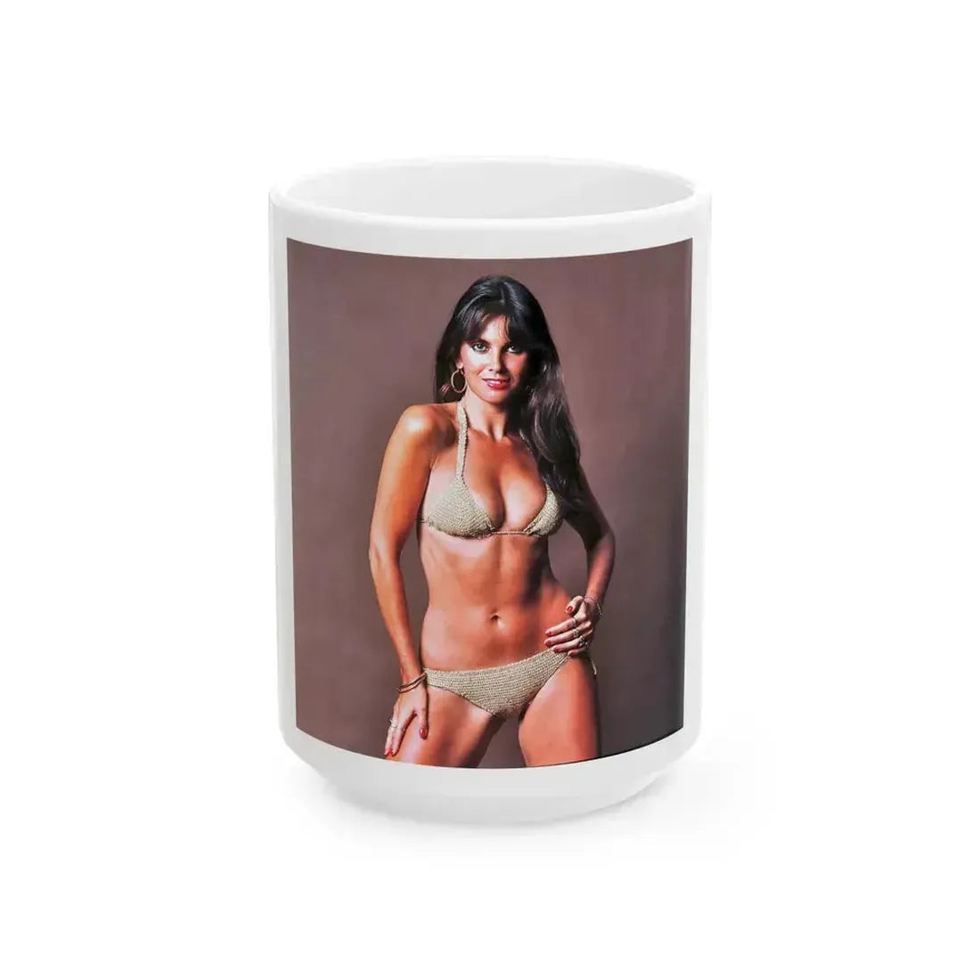 Caroline Munro #256 (Vintage Female Icon) White Coffee Mug 15oz - Go Mug Yourself