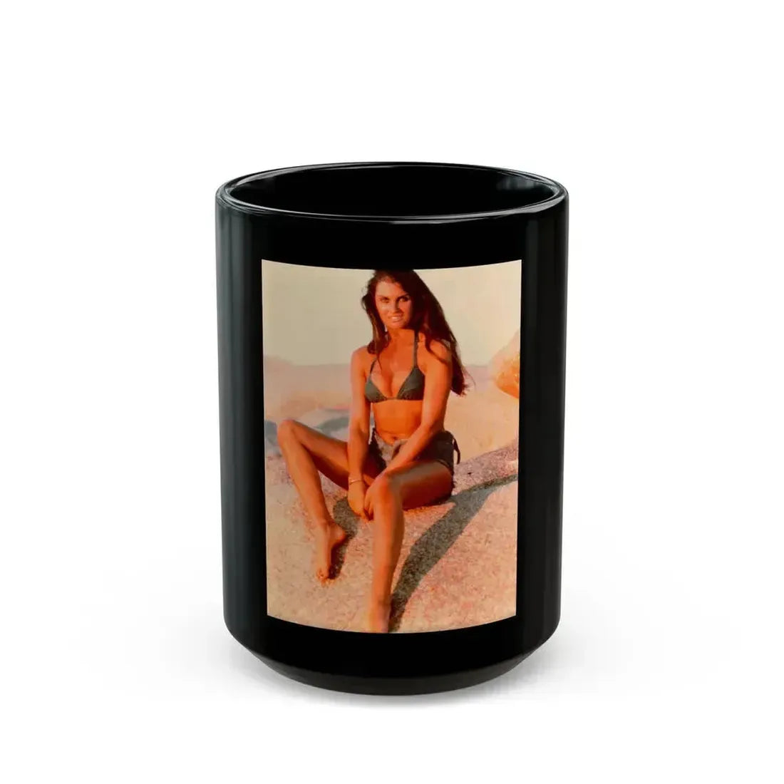 Caroline Munro #263 (Vintage Female Icon) Black Coffee Mug 15oz - Go Mug Yourself