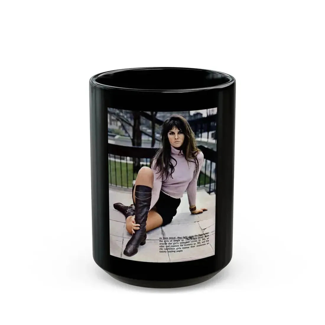 Caroline Munro #269 - Adam Mag. Nov. '68 (Vintage Female Icon) Black Coffee Mug 15oz - Go Mug Yourself