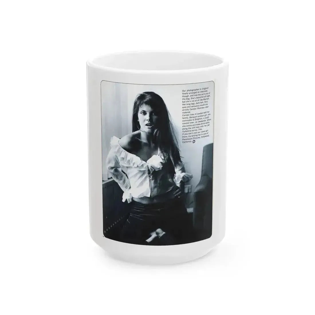 Caroline Munro #270 - Adam Mag. Nov. '68 (Vintage Female Icon) White Coffee Mug 15oz - Go Mug Yourself