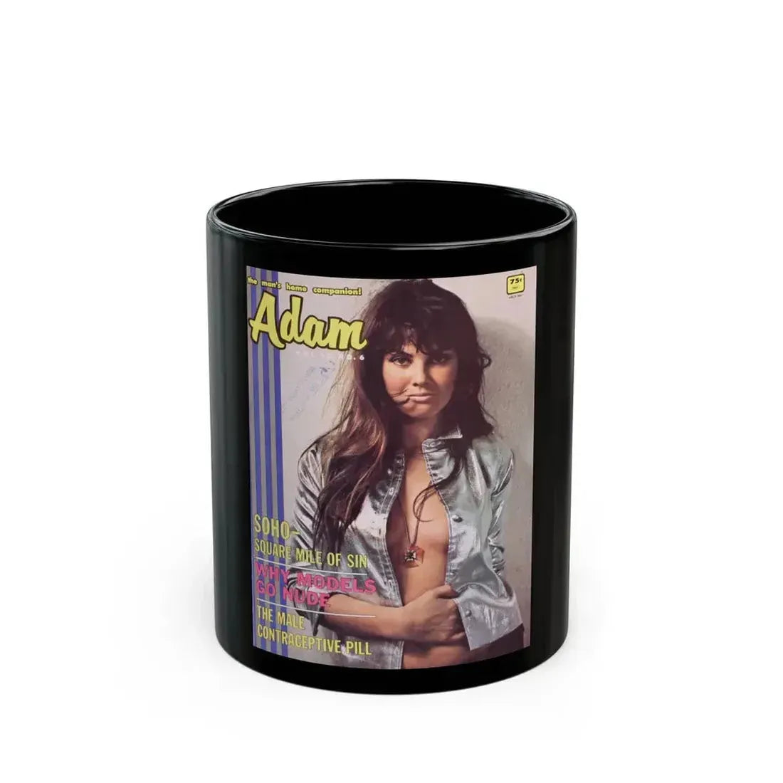 Caroline Munro #283 - Adam Mag. Cover (Vintage Female Icon) Black Coffee Mug 11oz - Go Mug Yourself