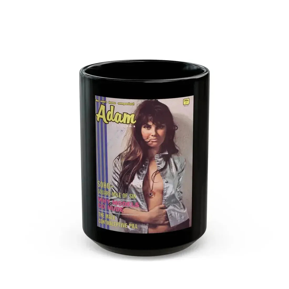 Caroline Munro #283 - Adam Mag. Cover (Vintage Female Icon) Black Coffee Mug 15oz - Go Mug Yourself