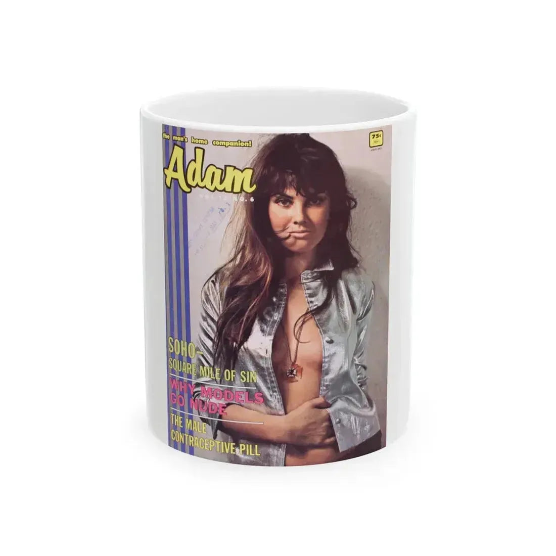 Caroline Munro #283 - Adam Mag. Cover (Vintage Female Icon) White Coffee Mug 11oz - Go Mug Yourself