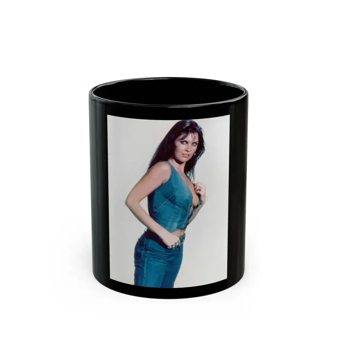 Caroline Munro #284 (Vintage Female Icon) Black Coffee Mug 11oz - Go Mug Yourself