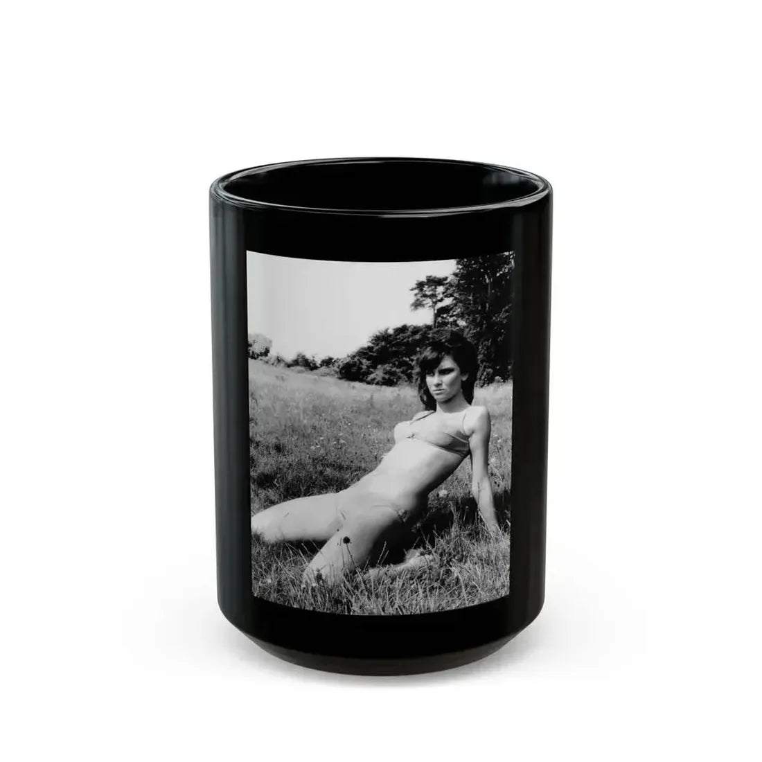 Caroline Munro #286 (Vintage Female Icon) Black Coffee Mug 15oz - Go Mug Yourself
