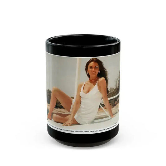 Caroline Munro #293 (Vintage Female Icon) Black Coffee Mug 15oz - Go Mug Yourself