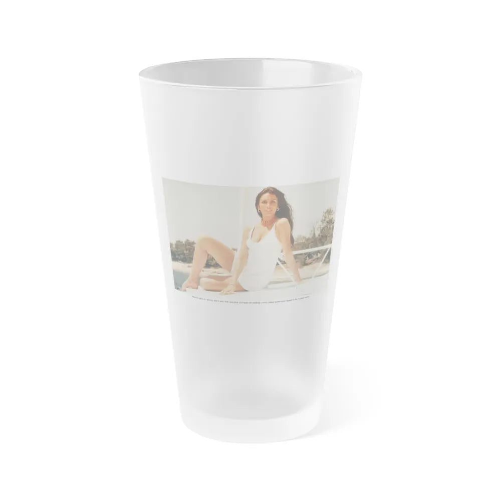 Caroline Munro #293 (Vintage Female Icon) Frosted Pint Glass 16oz-16oz-Frosted-Go Mug Yourself