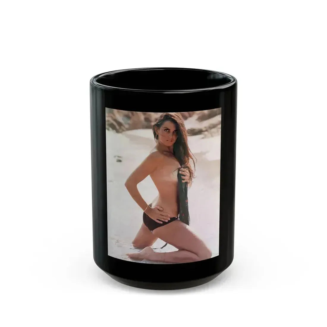 Caroline Munro #294 1 (Vintage Female Icon) Black Coffee Mug 15oz - Go Mug Yourself