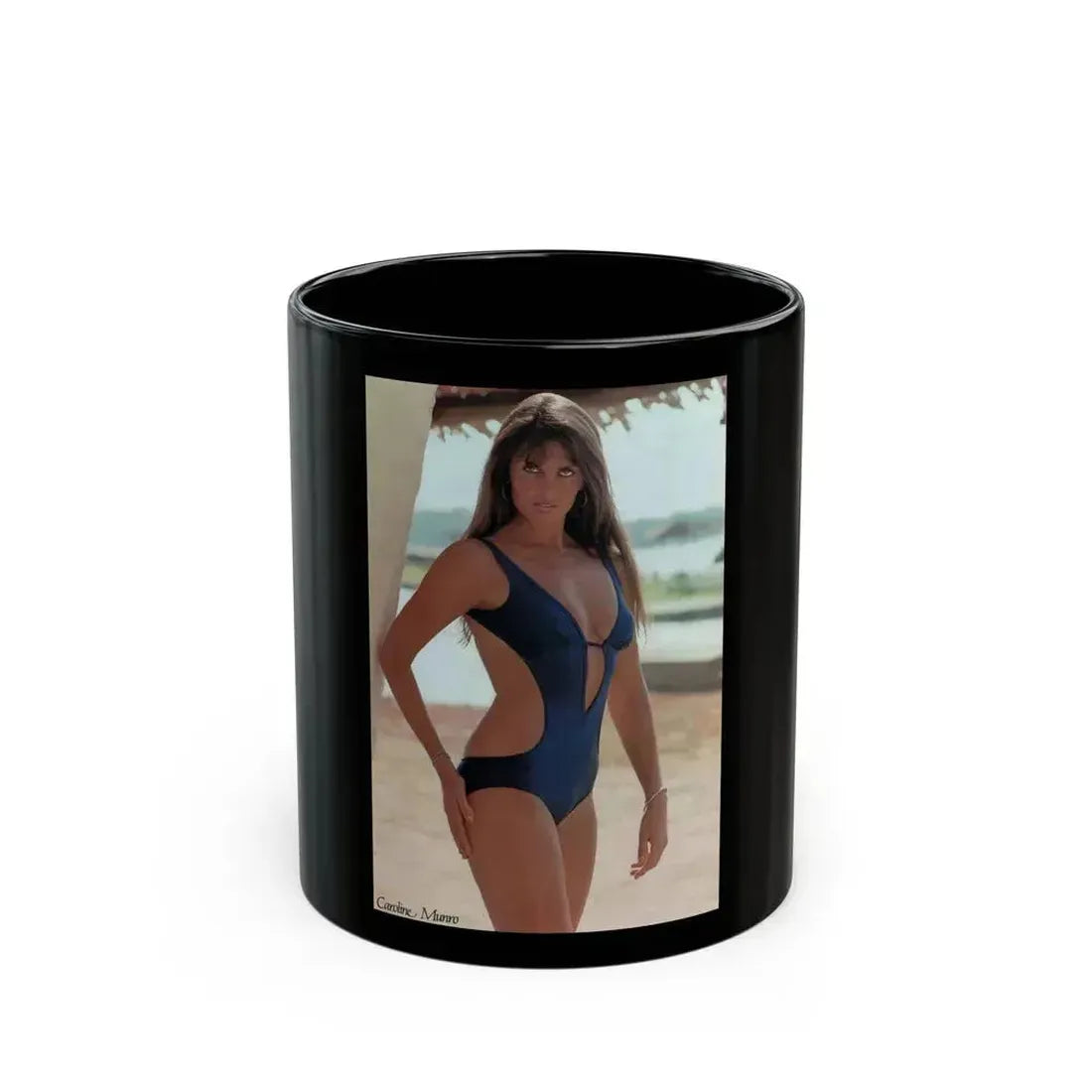 Caroline Munro #295 (Vintage Female Icon) Black Coffee Mug 11oz - Go Mug Yourself