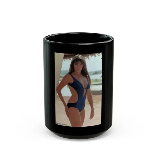 Caroline Munro #295 (Vintage Female Icon) Black Coffee Mug 15oz - Go Mug Yourself