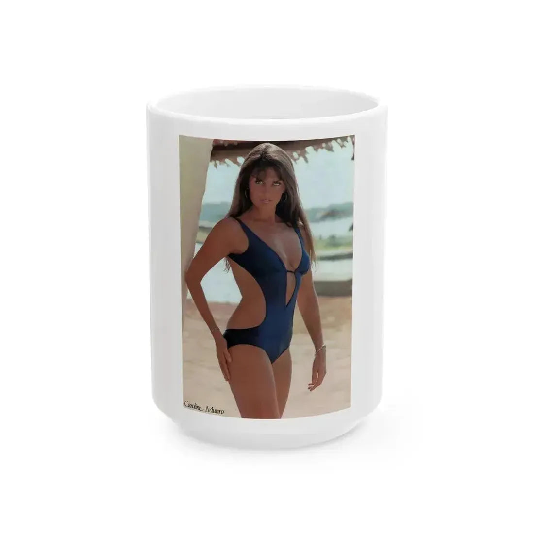 Caroline Munro #295 (Vintage Female Icon) White Coffee Mug 15oz - Go Mug Yourself