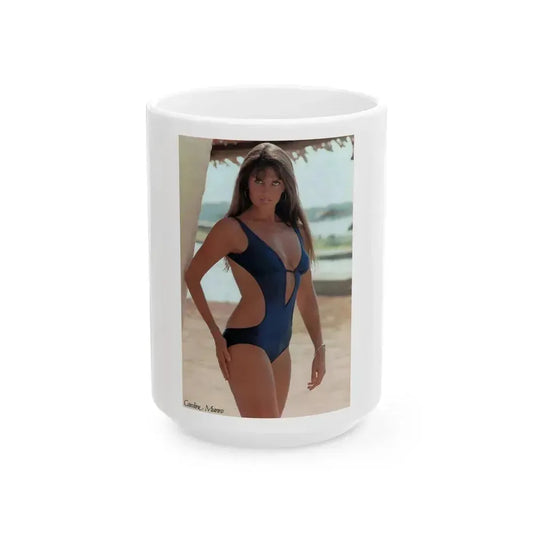 Caroline Munro #295 (Vintage Female Icon) White Coffee Mug 15oz - Go Mug Yourself