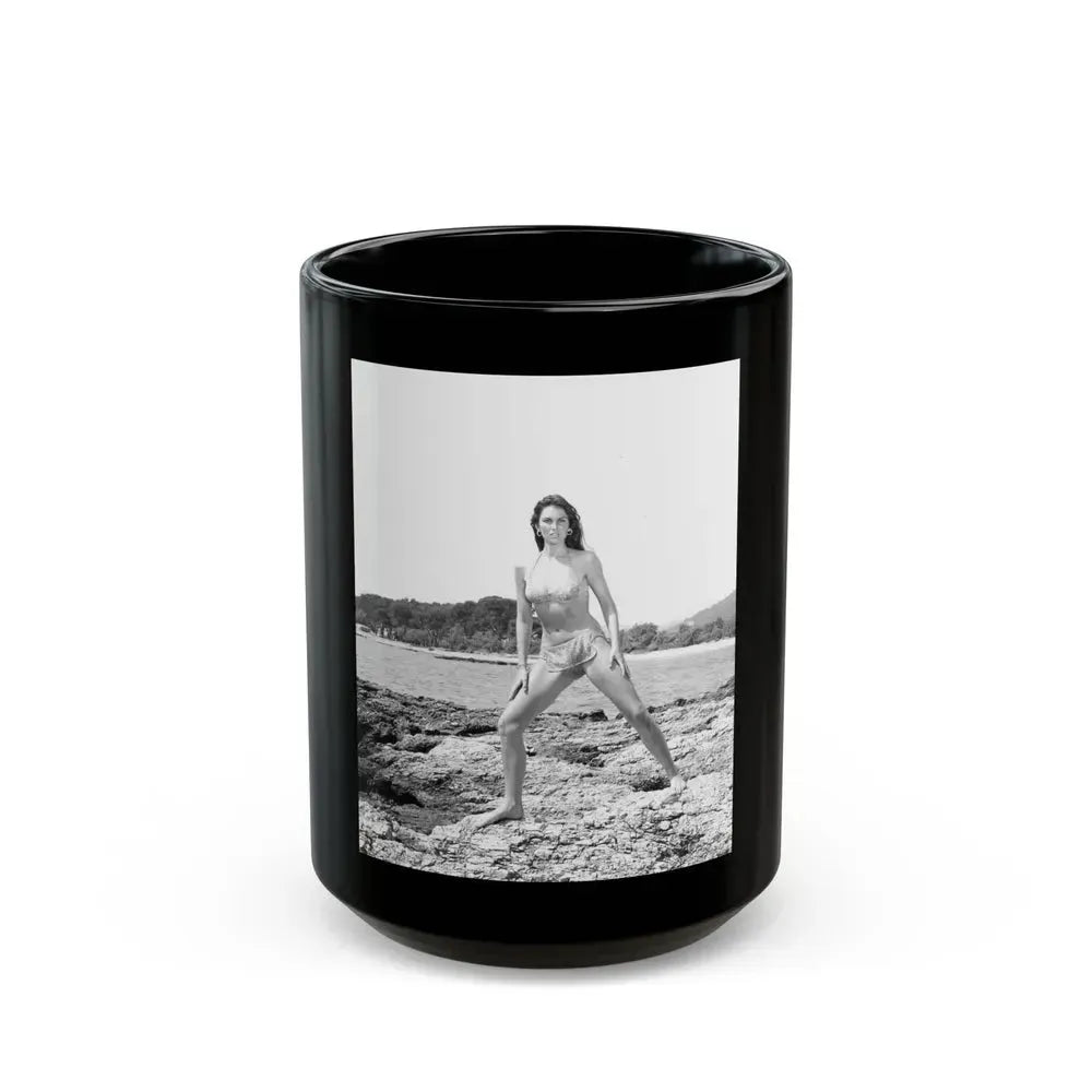 Caroline Munro #296 (Vintage Female Icon) Black Coffee Mug 15oz - Go Mug Yourself