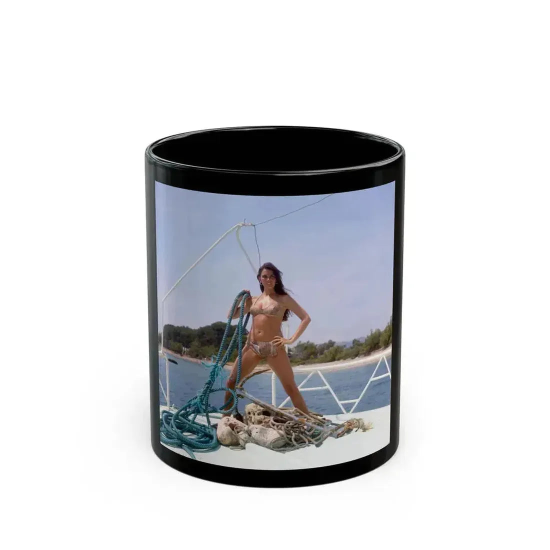 Caroline Munro #297 (Vintage Female Icon) Black Coffee Mug 11oz - Go Mug Yourself