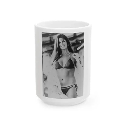 Caroline Munro #300 (Vintage Female Icon) White Coffee Mug 15oz - Go Mug Yourself