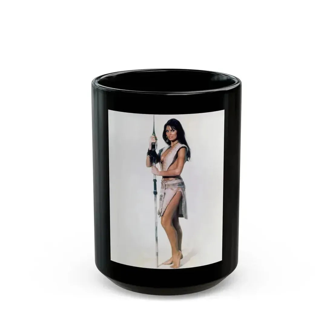 Caroline Munro #301 (Vintage Female Icon) Black Coffee Mug 15oz - Go Mug Yourself