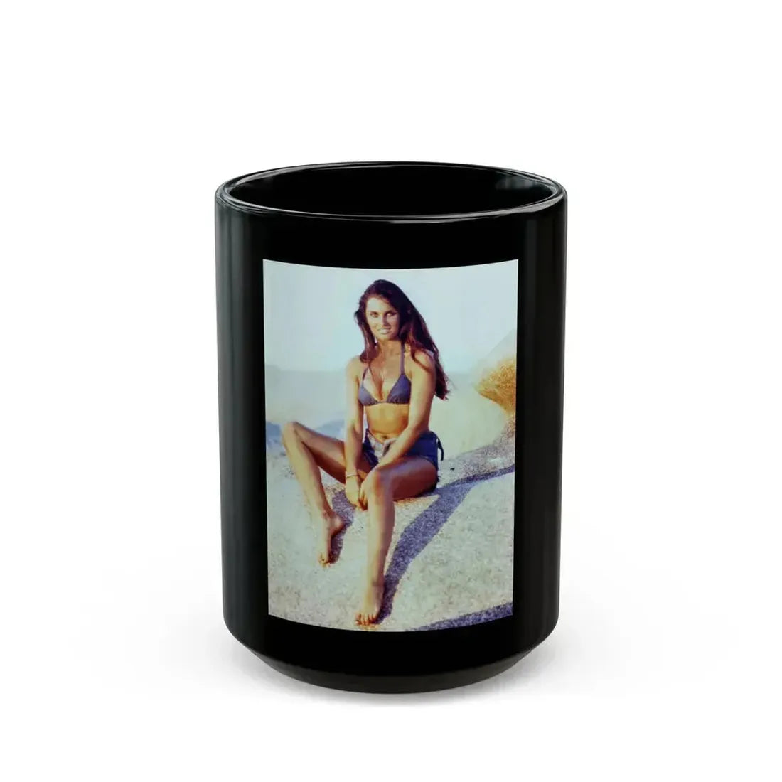 Caroline Munro #302 (Vintage Female Icon) Black Coffee Mug 15oz - Go Mug Yourself