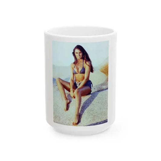 Caroline Munro #302 (Vintage Female Icon) White Coffee Mug 15oz - Go Mug Yourself