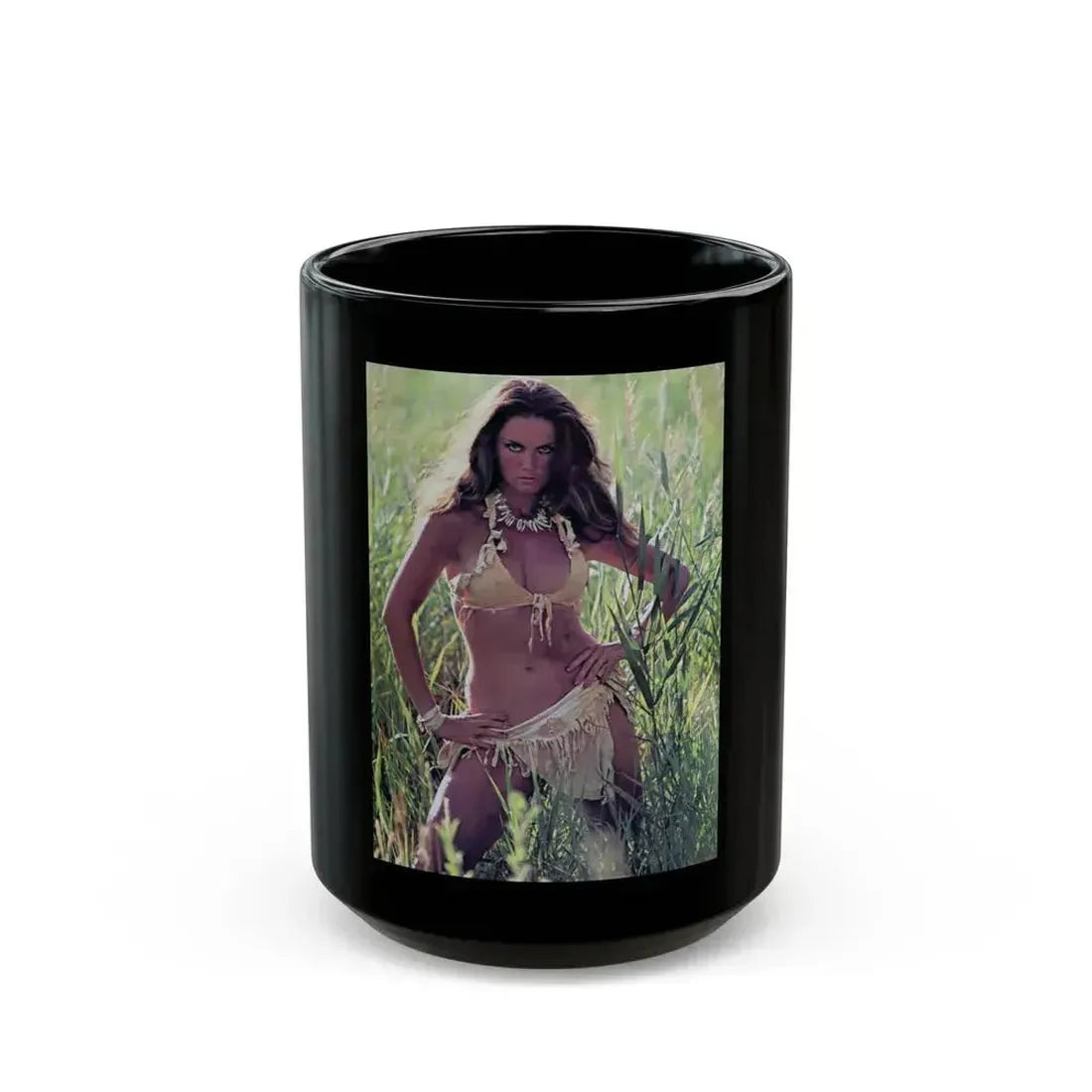 Caroline Munro #303 (Vintage Female Icon) Black Coffee Mug 15oz - Go Mug Yourself