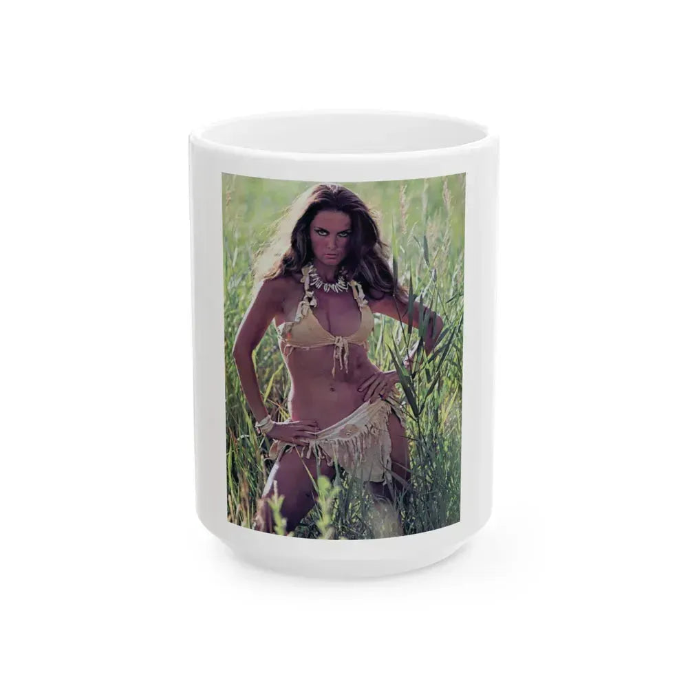 Caroline Munro #303 (Vintage Female Icon) White Coffee Mug 15oz - Go Mug Yourself