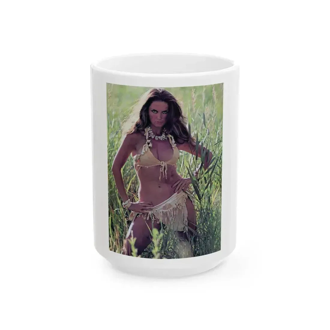 Caroline Munro #303 (Vintage Female Icon) White Coffee Mug 15oz - Go Mug Yourself