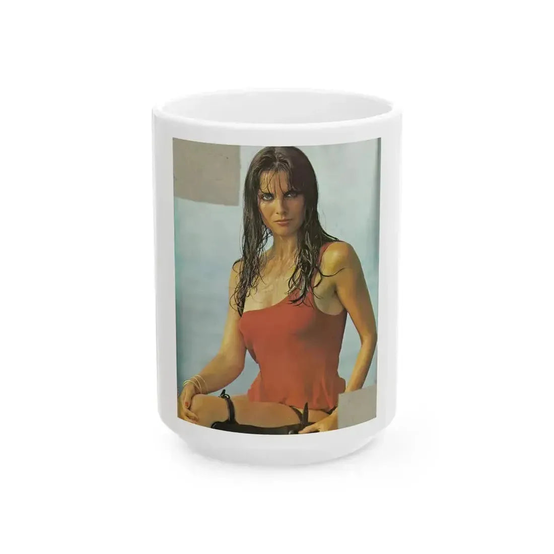 Caroline Munro #309 (Vintage Female Icon) White Coffee Mug 15oz - Go Mug Yourself