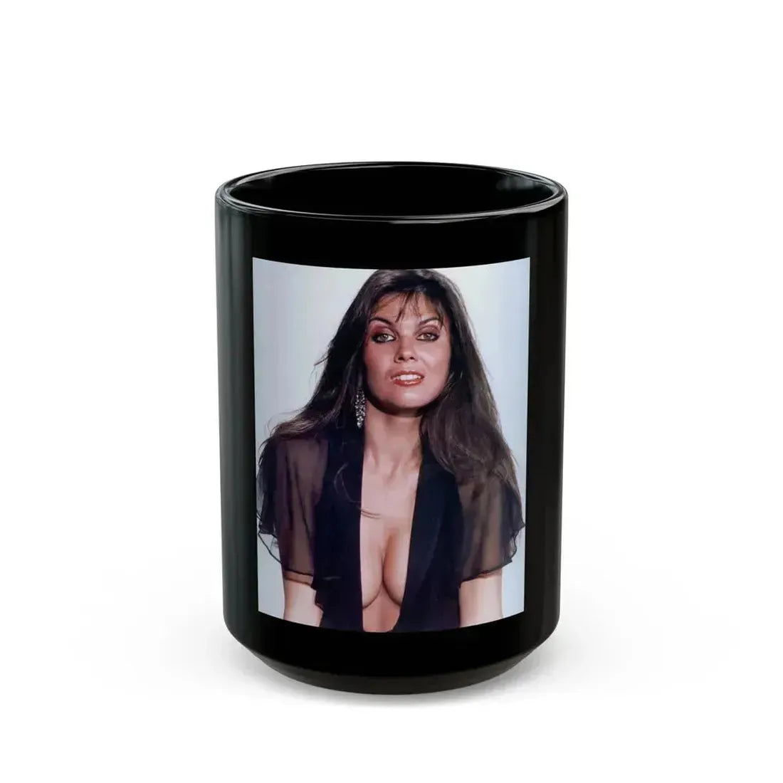 Caroline Munro #314 (Vintage Female Icon) Black Coffee Mug 15oz - Go Mug Yourself