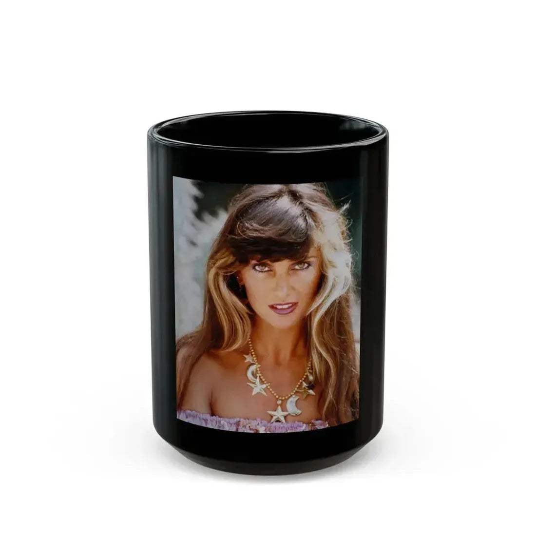 Caroline Munro #318 (Vintage Female Icon) Black Coffee Mug 15oz - Go Mug Yourself