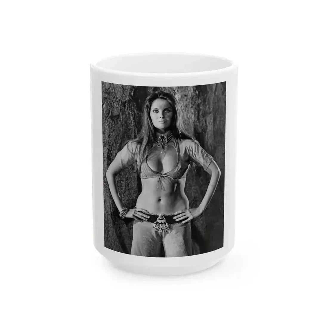 Caroline Munro #320 (Vintage Female Icon) White Coffee Mug 15oz - Go Mug Yourself