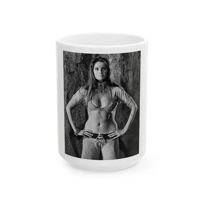 Caroline Munro #320 (Vintage Female Icon) White Coffee Mug 15oz - Go Mug Yourself