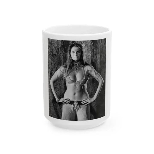 Caroline Munro #320 (Vintage Female Icon) White Coffee Mug 15oz - Go Mug Yourself